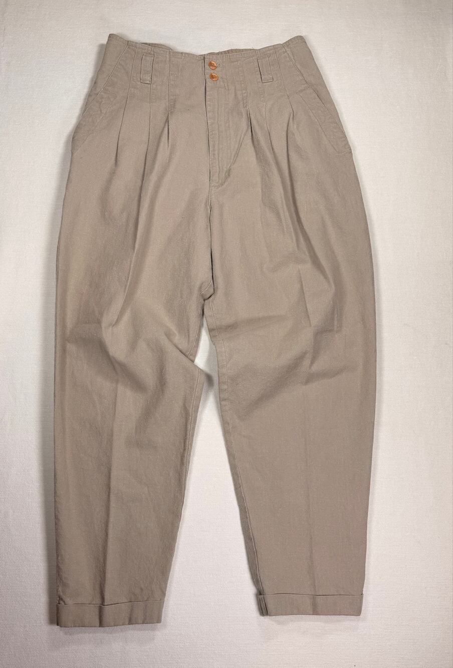 Vintage Palmettos Size 13 Ramie Cotton High Rise Pleated Tapered Khaki Pants